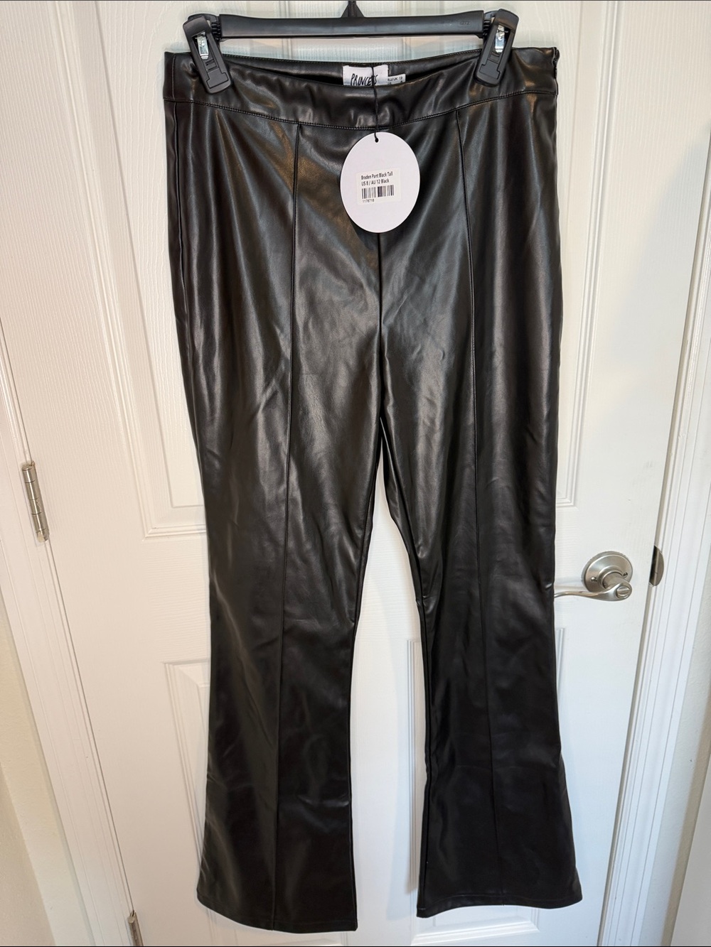 Princess Polly Braden Faux Leather Pants Black Tall US 8 NWT